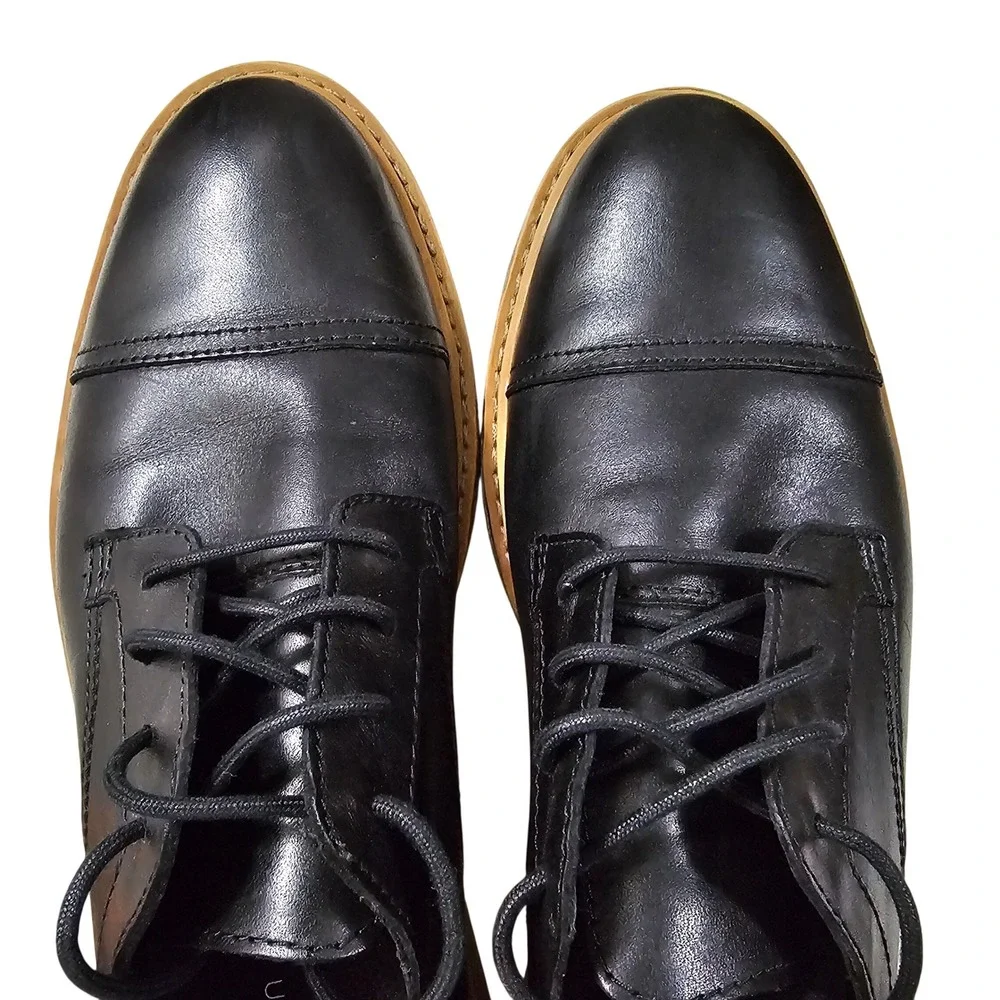 Clarks Collection Mens Black Leather Cap Toe Oxford Dress Shoes Size 8.5